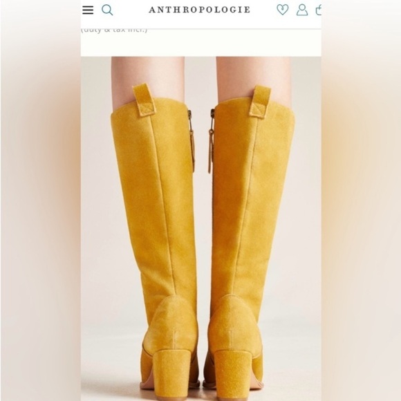 Anthropologie Bill Blass Becket Suede Leather Knee High Boots Sz 6 Hippie Office - Picture 7 of 16